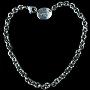 Authentic Please Return To Tiffany & Co Sterling Silver Oval Tag Choker Necklace